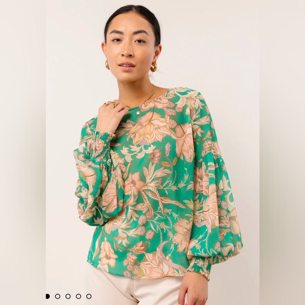 NWT Bohme Carolyn Blouse Misses Floral  Small